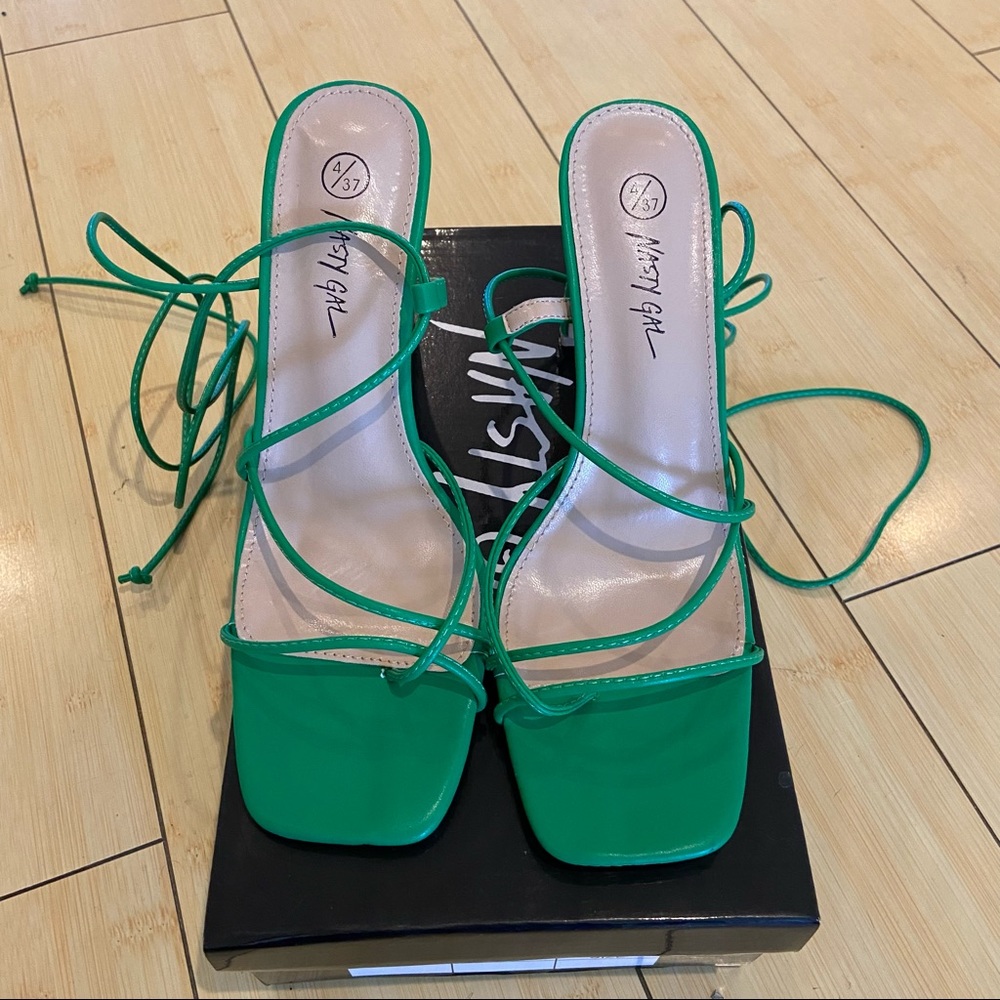 NWB Green Strappy Heels
